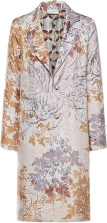 Pierre-Louis Mascia Long Coat With Intricate Botanical Motifs And Notched Lapel