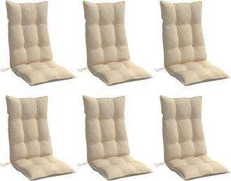 vidaXL Cojines De Silla Con Respaldo Alto 6 Uds Tela Oxford Beige Vidaxl