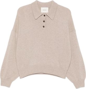 Lisa Yang Etta Poloshirt Trui - Dames - Cashmere truien - Beige - S - Kasjmier - Truien & Vesten