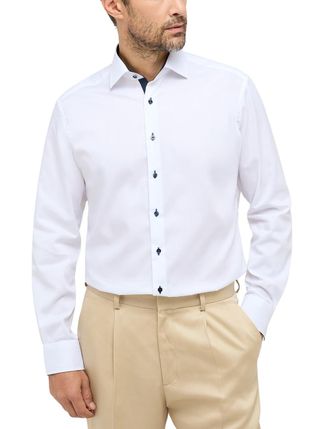 Eterna Long Sleeve Shirt Modern FIT Pinpoint uni White
