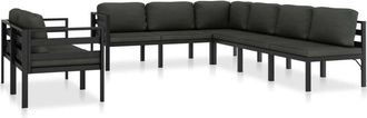 vidaXL Set Muebles De Jard&iacute;n 8 Pzas Y Cojines Aluminio Gris Antracita Vidaxl