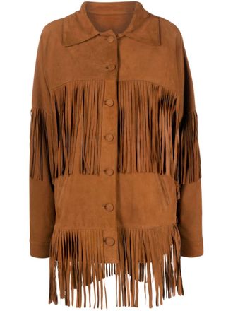 DanCassab Loretta fringed leather jacket - women - Suede/Acetate - L - Brown