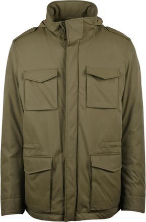 Herno Military Green Detachable Hood Polyester Down Safari Jacket