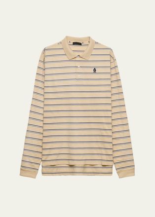 Prada Mens Piquet Stripe Long-Sleeve Polo Shirt