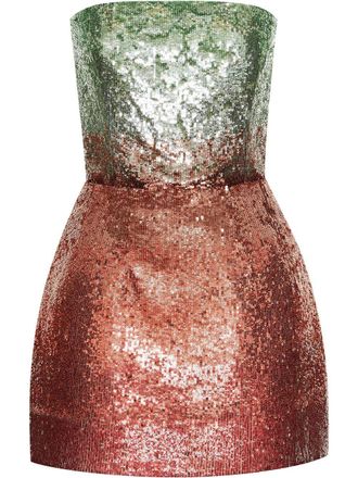 Oscar De La Renta Degrade sequin-embellished strapless minidress - Green