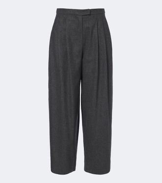 Max Mara Pantaloni a gamba larga in lana pliss&eacute;