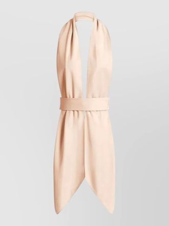 Alberta Ferretti halterneck foulard top belted waist
