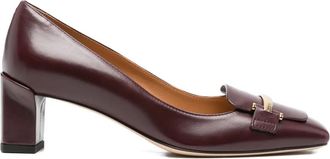 Tod's Leren pumps met 55mm blokhak - Paars