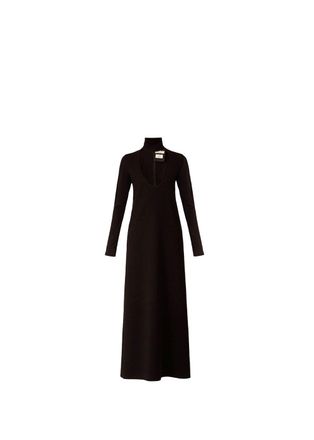 Bottega Veneta Black Wool Blend Choker Neck Maxi Dress Size L