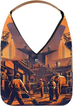 Generic Labor Day Pattern Reusable Lightweight Grocery Bags - Foldable Into Compact Pouch, Washable & Sturdy, Multipurpose for Shopping and Travel