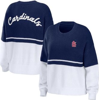 WEAR by Erin Andrews Womens WEAR by Erin Andrews Navy/White St. Louis Cardinals Chunky Pullover Sweatshirt at Nordstrom, Size Large