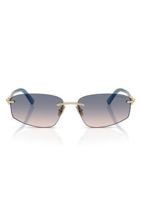 Tiffany & Co. 59mm Irregular Rectangular Sunglasses in Gold/brown Gradient Blue at Nordstrom