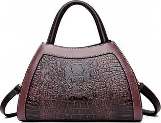 Generic Crocodile Satchel Handbags for Women Fashion Purses Top Handle Crossbody Bag Medium Ladies Tote Shoulder Bags (Purple)