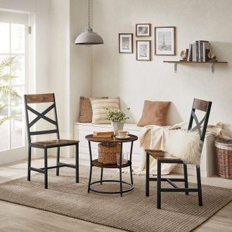 Vasagle Ergonomic Industrial Dining Chairs Set of 2 Steel Frame in Brown