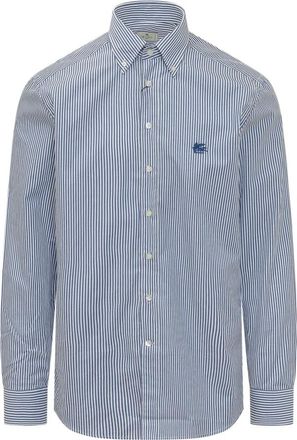 Etro Long Sleeve Striped Shirt - Heren - Casual Overhemden - Blauw - L - Katoen - Overhemden