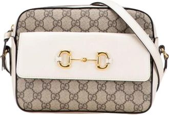 Gucci Pre-owned Canvas Crossbody Bag - Dames - Vintage Schoudertas - Beige - ONE Size - Leer - Vintage