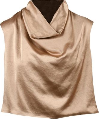 Liviana Conti Gold Draped Cowl Neckline Satin Top