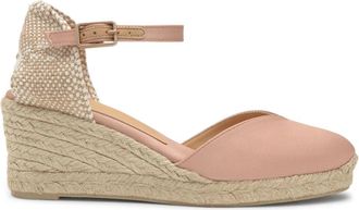 Castaner Alpargata MET 7 CM WIG - Dames - Sleehakken - Beige - 39 EU - Satijn - Schoenen