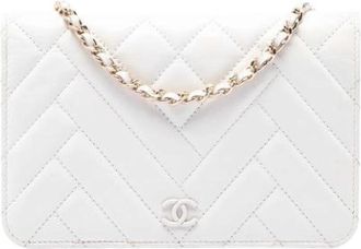 Chanel Pre-owned Quilted Wallet on Chain - Dames - Vintage Schoudertas - Wit - ONE Size - Leer - Vintage