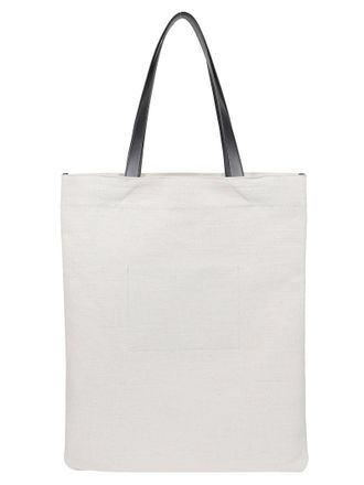 Jil Sander Rectangular Tote Bag with Black Leather Handles