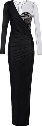 Elisabetta Franchi Kleedjes, Dames, Zwart, S, Tule, Red Carpet jurk van tule en jersey met borduursels in krokodilleneffect