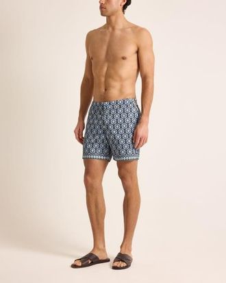 Orlebar Brown Bulldog Mid-Length Classic Fit Swim Shorts in Night Iris at Nordstrom, Size 33