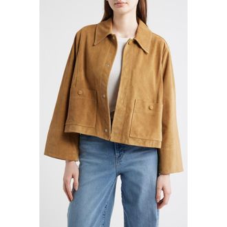 Frame Denim The Mini Suede Swing Jacket in Light Camel at Nordstrom, Size X-Large