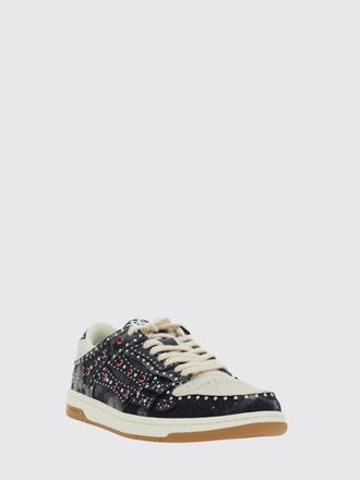 Amiri Sneakers Pacific Bones in denim e pelle con strass e borchie