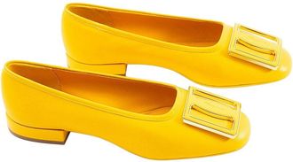 Ferragamo Logo Leather Ballet Flat