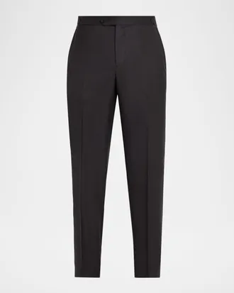 Isaia Men & apos;s Wool Twill Side-Tab Trousers