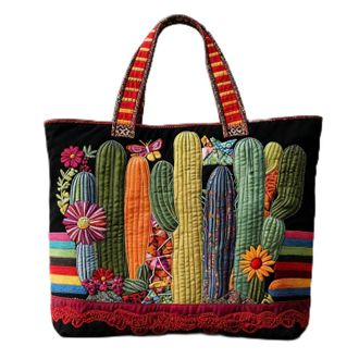 Generic Vintage Quilted Tote Bag for Women, Aesthetic Cotton Shoulder Bag with Literary Book & Floral Embroidery Lightweight Hobo Purse for World Book Day & M