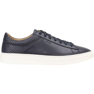 BOSS Kieran Woven Leather Low Top Sneaker in Dark Blue at Nordstrom, Size 11Us