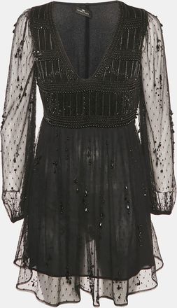 Elisabetta Franchi Black Tulle Embellished Mini Dress