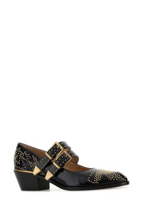 Chlo&eacute; Womens Black Leather Susan Pumps Scarpe Con Tacco