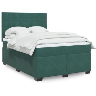vidaXL Vidaxl - Cama Box Spring Con Colch&oacute;n Terciopelo Verde Oscuro 140x190 Cm
