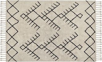 Beliani Rug ERLER Light Beige 140 x 200 cm Cotton