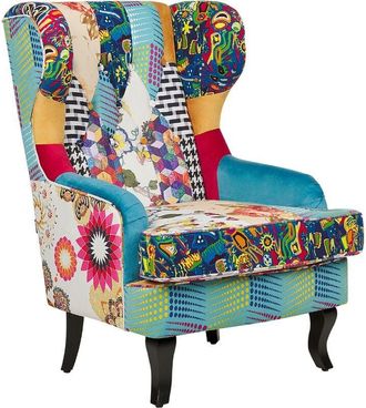 Beliani Wingback Chair MOLDE Fabric Blue
