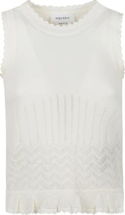 Alexander McQueen Gebreide Jersey Tanktop - Dames - Tops zonder mouwen - Wit - S - Leer - Tops
