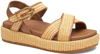 Johnston & Murphy Carli Ankle Strap Platform Sandal in Cognac Nappa Leather at Nordstrom, Size 7.5