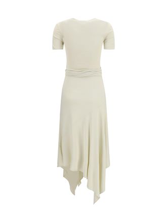 Alaia Womens Belted Jersey Dress Cream Viscose