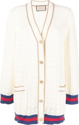 Gucci G-monogram pointelle cotton cardigan - women - Cotton - S - White