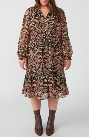 Estelle Thalia Blooms Clip Dot Long Sleeve Dress in Print at Nordstrom Rack, Size 20W
