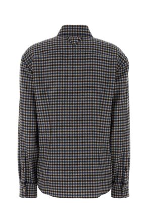 Prada Womens Embroidered Wool Shirt Ebano Exterior: Virgin Camicie