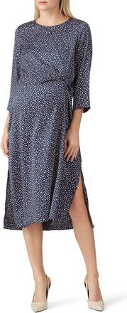 Hatch Maternity The Lauren Dress In Navy/pink Cheetah