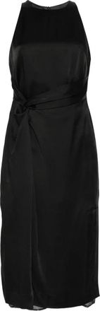 R&oacute;he Midi jurk met gedraaid detail zonder mouwen - Dames - Casual kleedjes - Zwart - XS - Satijn - Kleedjes