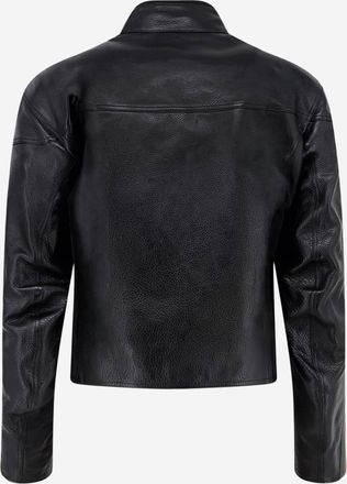 Gucci Mens Leather Bomber Jacket With Web Details Black