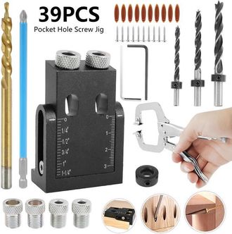 OEM Juego De 39 Piezas De Perforadoras De Carpinter&iacute;a Negras Con &Aacute;ngulo De 15 Grados Para La Instalaci&oacute;n De Juntas En Tablas De Madera