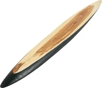 Bazar Bizar Plato de madera de teca en marr&oacute;n y negro 150x20x3,5 cm