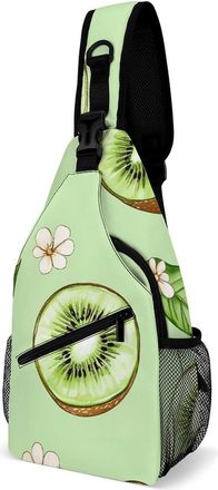 Generic Kiwi Fruit And Flowers Mens Crossbody Chest Sling Bag for Travel Hiking Lightweight Shoulder Bags with Small Side
