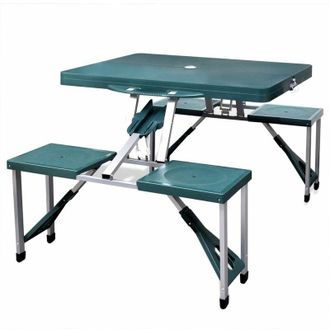 vidaXL Vidaxl - Set Mesa Plegable De Camping Y 4 Taburetes Aluminio Verde Claro